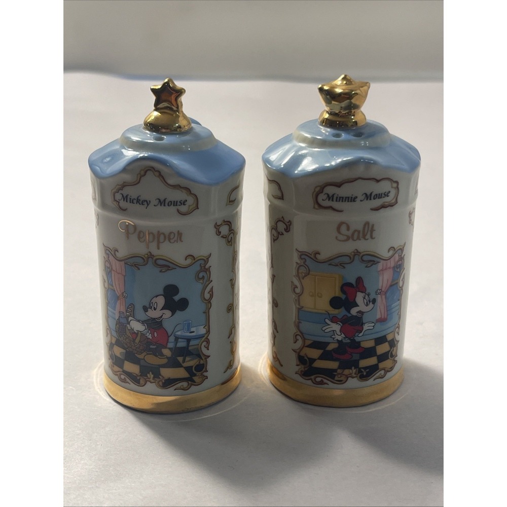 Disney Spice Jar Collection Mickey Salt & Minnie Pepper Jar 1997 Lenox Porcelain - Picture 12 of 13